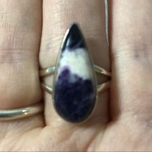 New Sterling Silver Purple Teardrop Mexican Morado Violet Flame Opal Ring Sz 9